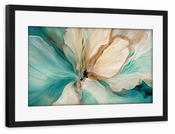 Poster mit Rahmen schwarz "Modernes Blütenblatt" artboxONE - Natur,Floral,Abstrakt