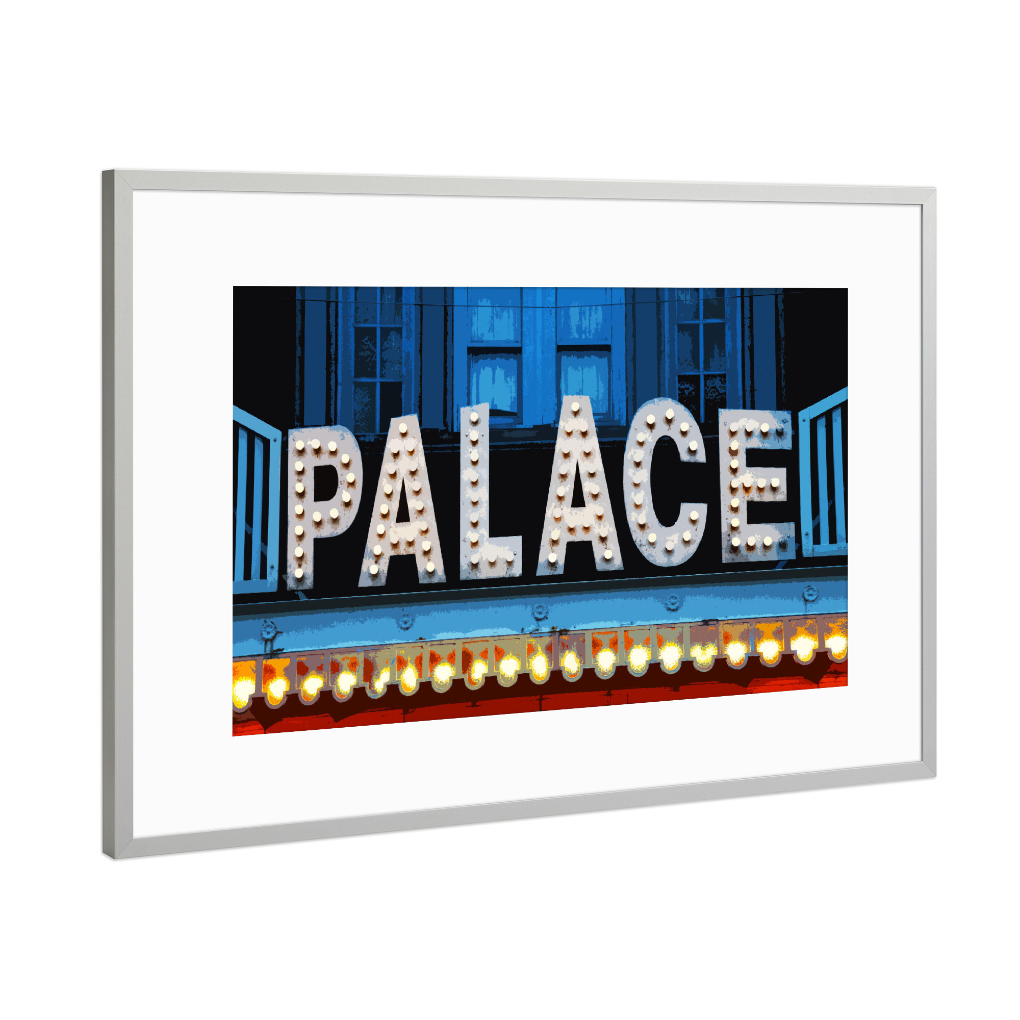 Poster mit Rahmen Silber "Palace Neon" artboxONE - Architektur,Buchstaben / P