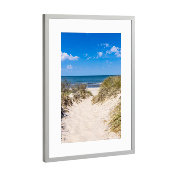 Poster mit Rahmen Silber "Wolken, Ostsee, Strand, Düne" artboxONE - Natur,Reise,Reise / Strand und Meer