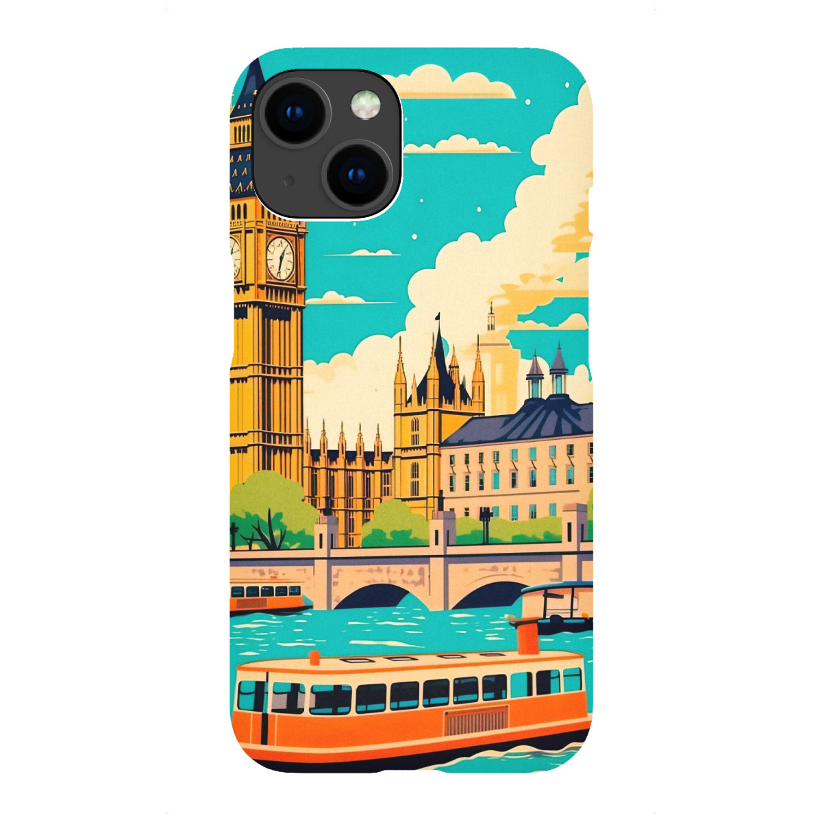 iPhone "Vintage-London-Kanal" Premium-Case Handyhülle artboxONE