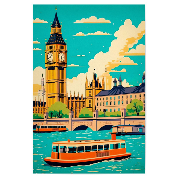 Poster "Vintage-London-Kanal" artboxONE - Städte / London,Architektur,Reise / Länder