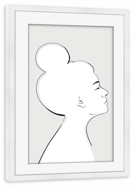 Poster mit Rahmen weiß "Sanyu-Porträt" artboxONE - Abstrakt,Menschen - Frau,Porträt,Haarknoten,Strichzeichnungen,Profil,Silhouette