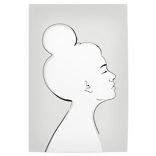 Poster "Sanyu-Porträt" artboxONE - Abstrakt,Menschen - Frau,Porträt,Haarknoten,Strichzeichnungen,Profil,Silhouette