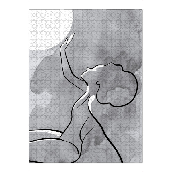 Puzzle Ravensburger "Obdulia" artboxONE - Abstrakt,Menschen - Figur,Strichzeichnungen,Frau,Sonne,Strand,Abstrakt,Weiblich,Minimalistisch