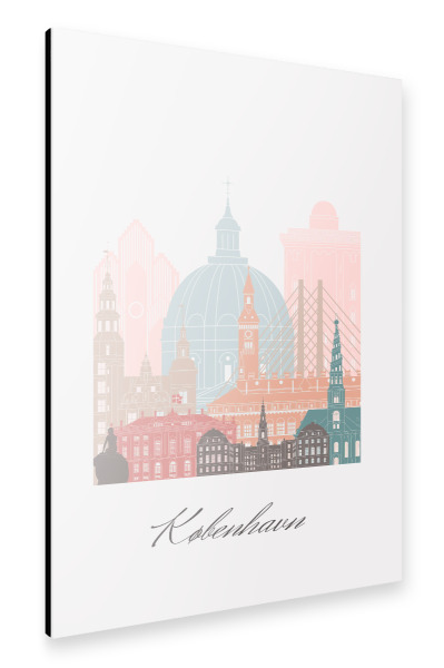 Alu-Dibond "Kopenhagener Skyline Pastelltöne" 30x20 cm artboxONE