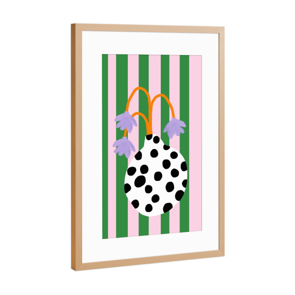 Poster mit Rahmen Kupfer "Flower Vase dots" artboxONE - Floral - Vase,Bluemen,Flower,Flowers,Stripes,Dots,Green,Handyhülle