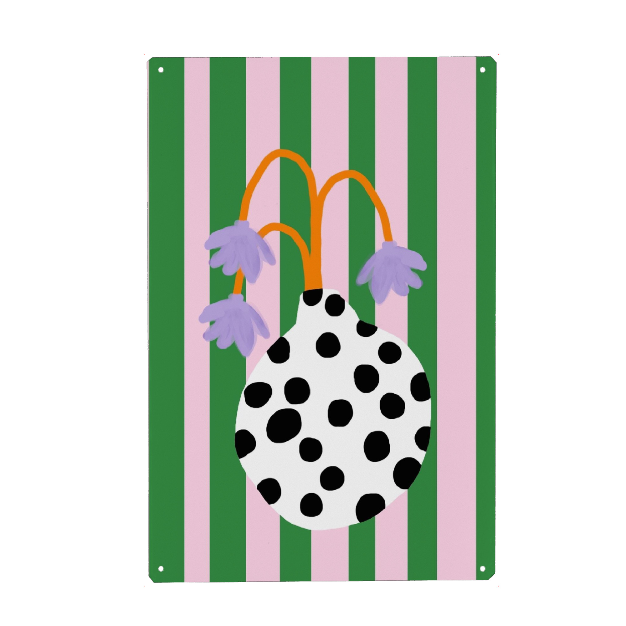 Metall Poster "Flower Vase dots" artboxONE - Floral - Vase,Bluemen,Flower,Flowers,Stripes,Dots,Green,Handyhülle - Blechschild