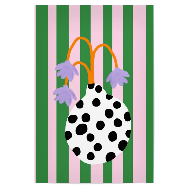 Poster 30x20 cm "Flower Vase dots" artboxONE - Floral - Vase,Bluemen,Flower,Flowers,Stripes,Dots,Green,Handyhülle