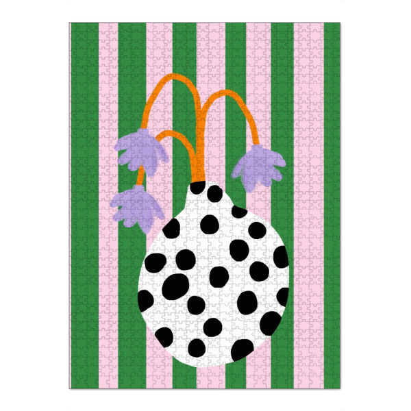 Puzzle Ravensburger "Flower Vase dots" artboxONE - Floral - Vase,Bluemen,Flower,Flowers,Stripes,Dots,Green,Handyhülle - Bild vase