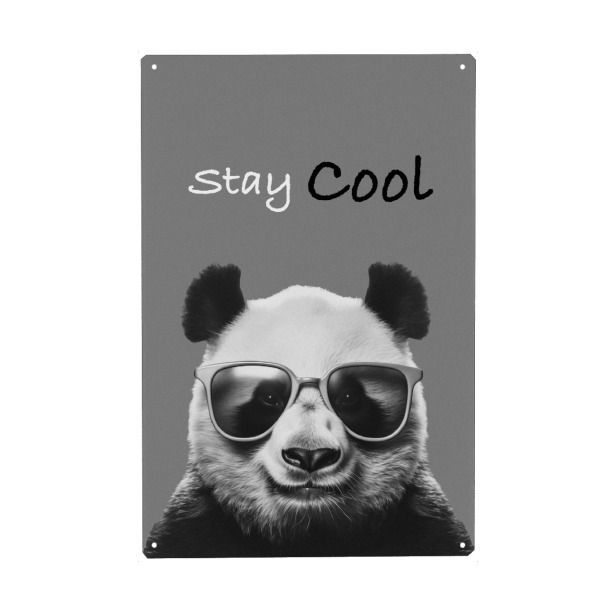 Holzbild "Panda Stay CooL" artboxONE - Tiere,Schwarzweiß,Lustig