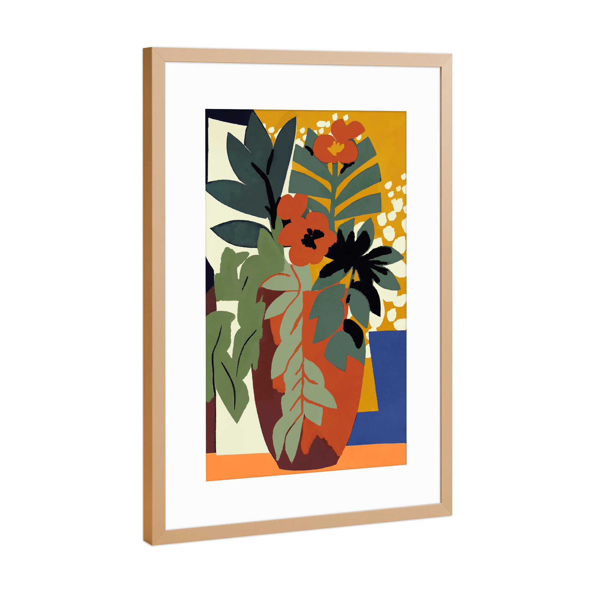 Poster mit Rahmen Kupfer "Abstrakte Blumen Impression" artboxONE - Floral,Abstrakt