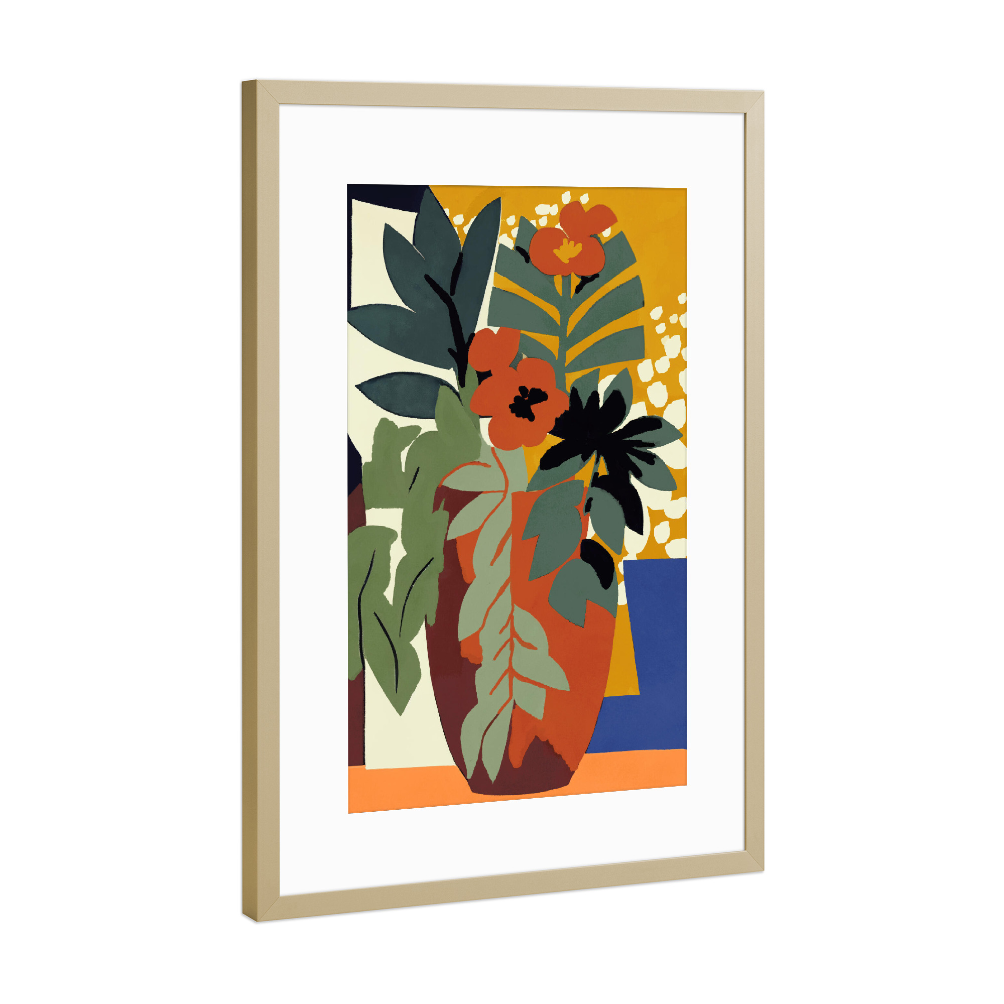 Poster mit Rahmen Gold "Abstrakte Blumen Impression" artboxONE - Floral,Abstrakt