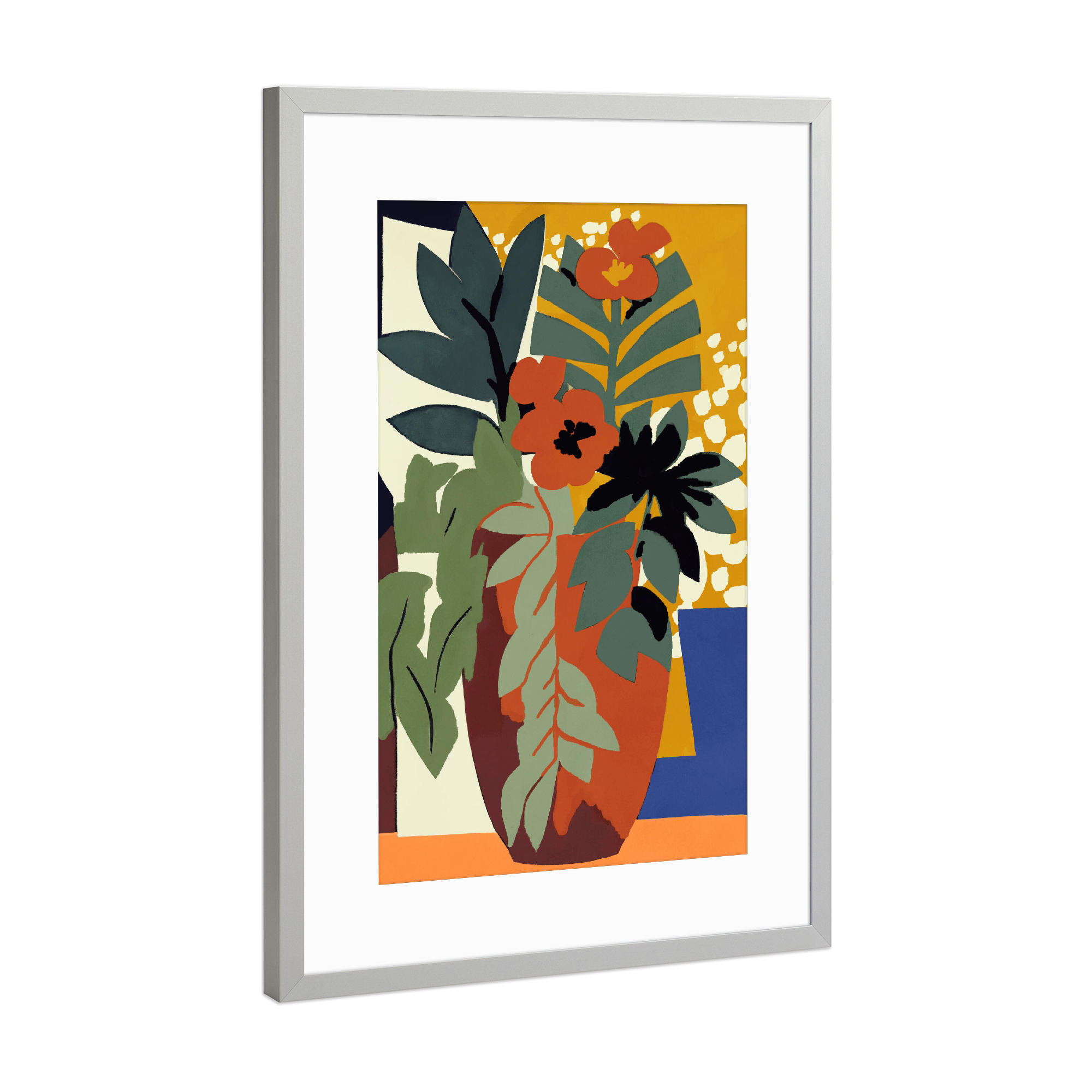 Poster mit Rahmen Silber "Abstrakte Blumen Impression" artboxONE - Floral,Abstrakt