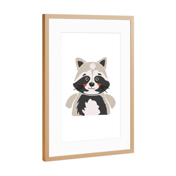 Poster mit Rahmen Kupfer "Waschbär-Illustration" artboxONE - Tiere