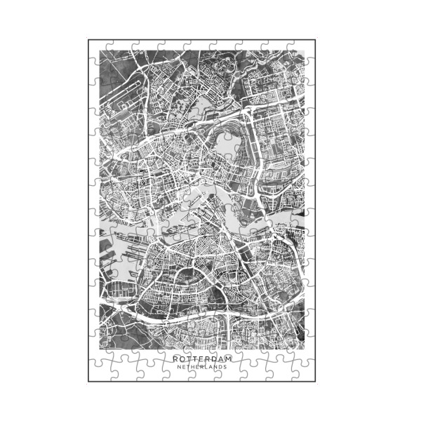 artboxONE Puzzle "Stadtplan Rotterdam Niederlande BW" artboxONE - Städte - Rotterdam,Niederlande,Stadtkarte,Karte,Stadtplan,Aquarell,Malerei