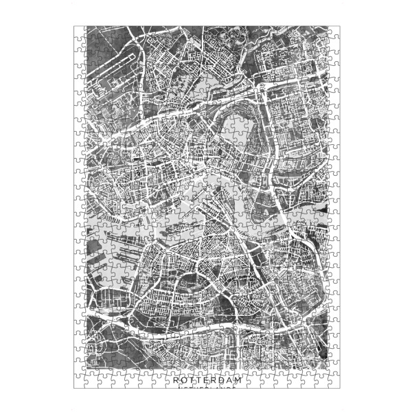 Puzzle Ravensburger "Stadtplan Rotterdam Niederlande BW" artboxONE - Städte - Rotterdam,Niederlande,Stadtkarte,Karte,Stadtplan,Aquarell,Malerei