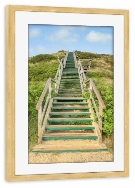 Poster mit Rahmen kiefer "Sylt Treppe auf die Uwe-Düne" artboxONE - Natur,Reise,Reise / Strand und Meer