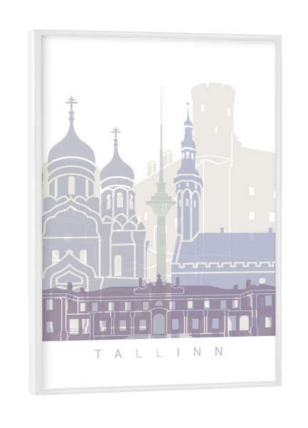 Poster mit weißem Rahmen "TALLINN SKYLINE PASTELL" artboxONE - Städte,Architektur