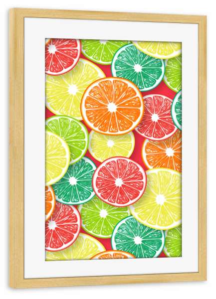 Poster mit Rahmen kiefer "Zitrusfruchtscheiben" artboxONE - Essen & Trinken