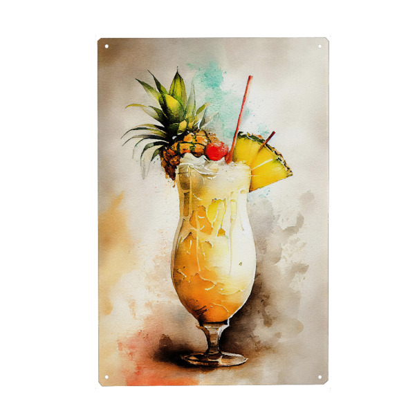 Holzbild "Tropisches Paradiesgetränk" artboxONE - Essen & Trinken,Essen & Trinken / Alkohol - Getränk,Getränke,Alkohol,Essen,Kneipe,Party,Illustration