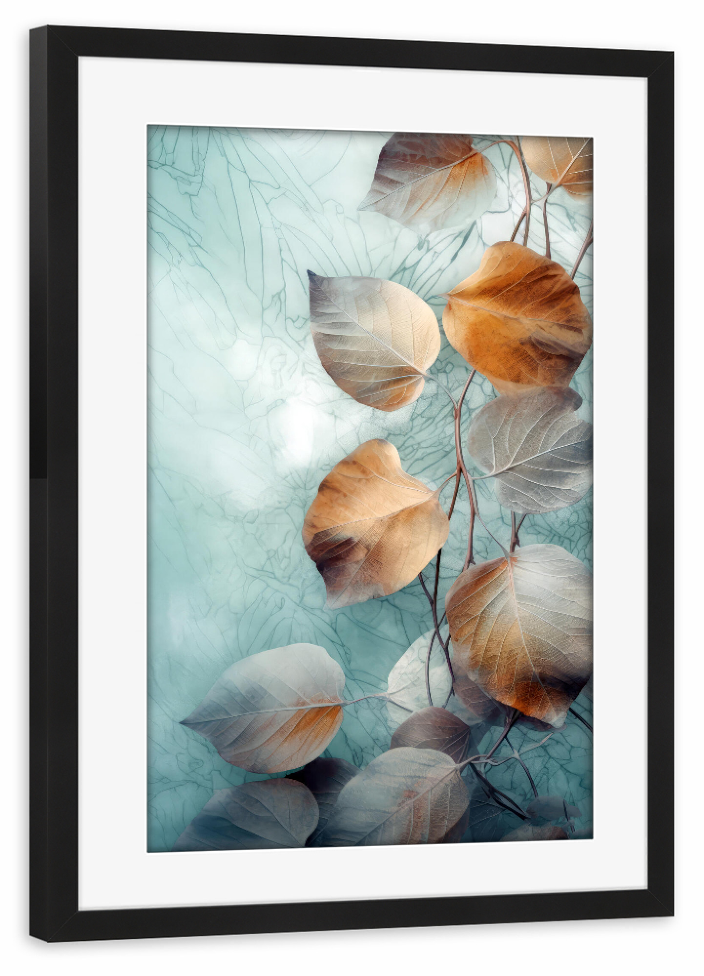 Poster mit Rahmen schwarz "Blumenblätter Kunst C" artboxONE - Floral - Natur,Blumen,Blumen,Botanisch,Blätter,Blatt,Blumen