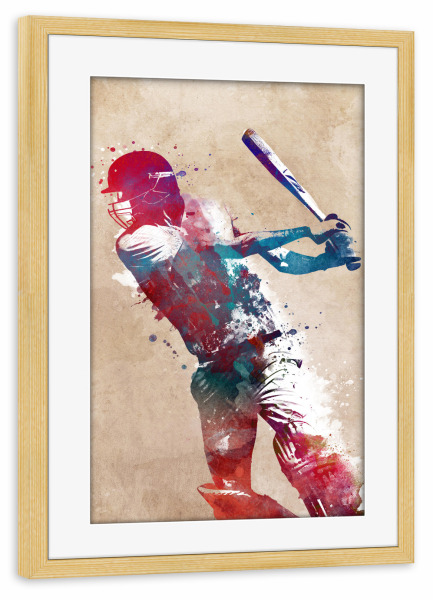 Poster mit Rahmen kiefer "Baseballspieler Sportkunst A" artboxONE - Menschen,Sport - Baseball,Baseballspieler,Spieler,Sport,Spiel,Illustration