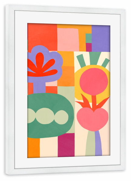 Poster mit Rahmen weiß "Happy World" artboxONE - Floral,Abstrakt,Für Mama