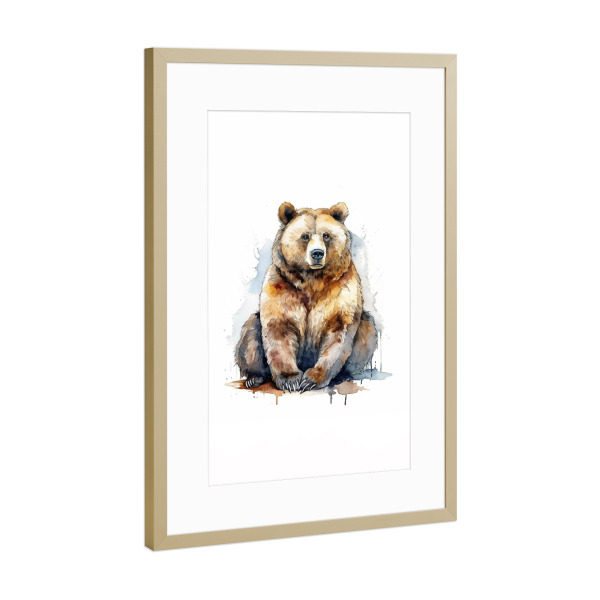 Poster mit Rahmen Gold "Braun Bär" artboxONE - Natur,Tiere,Abstrakt