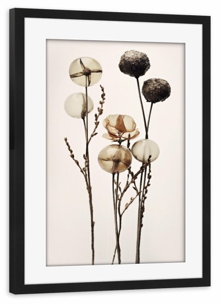 Poster mit Rahmen schwarz "Glass Ball Flowers" artboxONE - Floral,Abstrakt,Für Mama