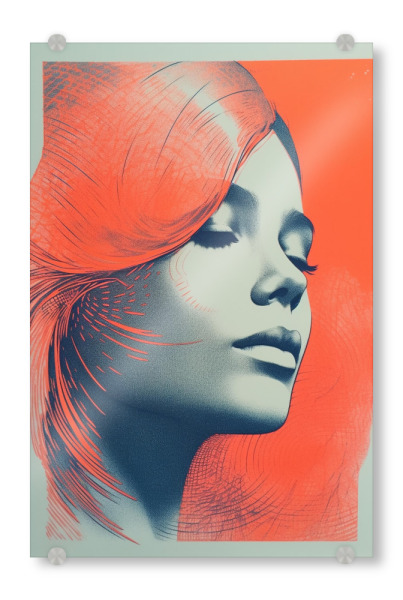 Acrylglasbild "Riso Girl orange" artboxONE - Comic,Abstrakt,Menschen