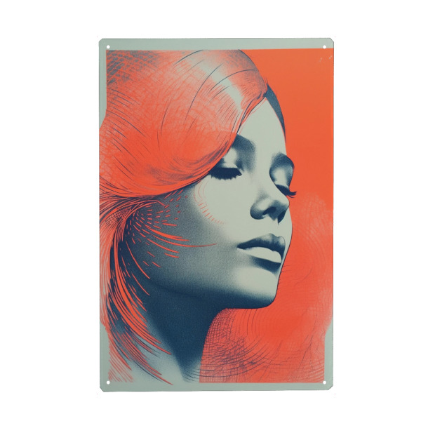 Metall Poster "Riso Girl orange" artboxONE - Comic,Abstrakt,Menschen