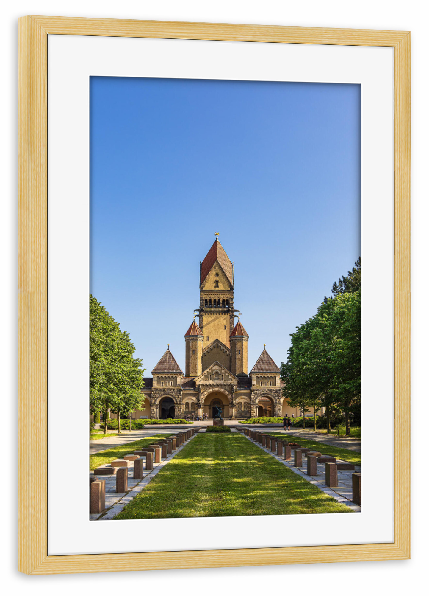 Poster mit Rahmen kiefer "Friedhof, Bäume, Kapelle" artboxONE - Städte,Natur,Reise,Architektur