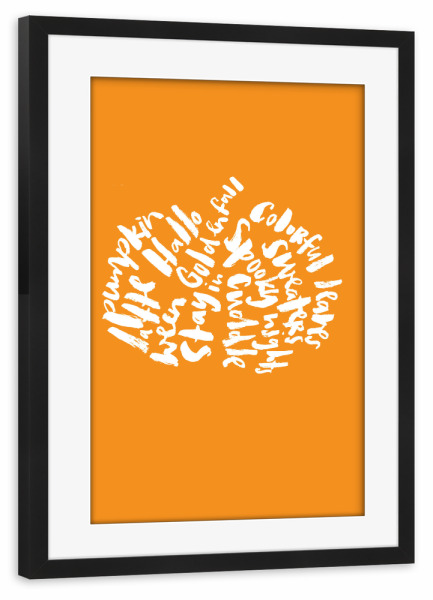 Poster mit Rahmen schwarz "Kürbis Halloween Herbst" artboxONE - Typografie - Halloween,Herbst,Schrift,Kürbis,Typografie,Lettering,Saisonal
