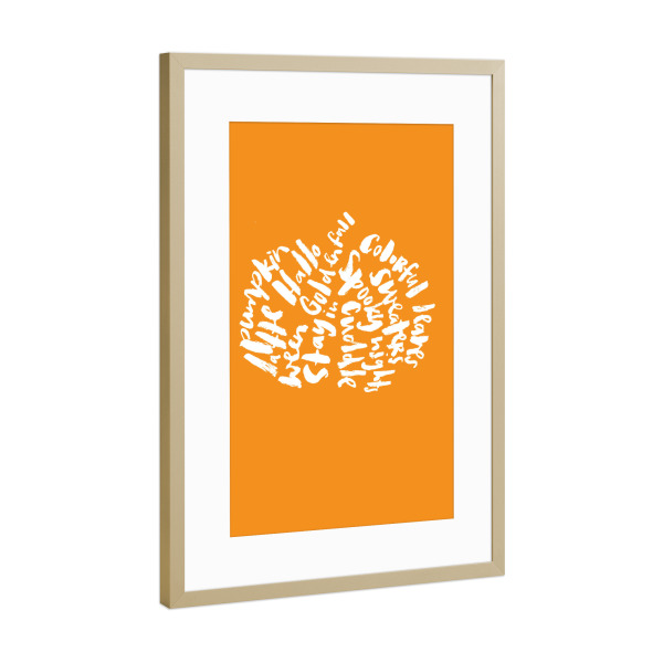 Poster mit Rahmen Gold "Kürbis Halloween Herbst" artboxONE - Typografie - Halloween,Herbst,Schrift,Kürbis,Typografie,Lettering,Saisonal