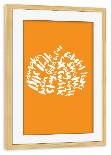Poster mit Rahmen kiefer "Kürbis Halloween Herbst" artboxONE - Typografie - Halloween,Herbst,Schrift,Kürbis,Typografie,Lettering,Saisonal