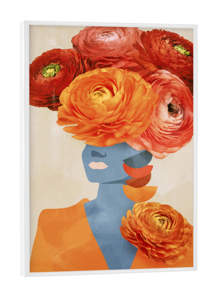 Poster mit weißem Rahmen "Mädchen mit Blumen" artboxONE - Natur,Floral,Abstrakt