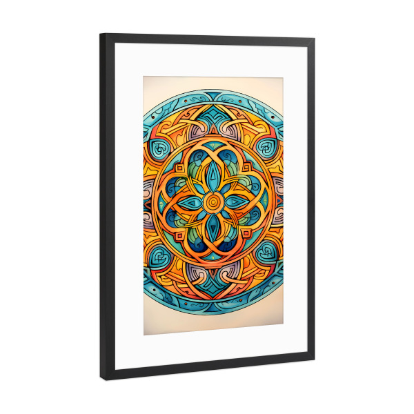 Poster mit Rahmen Schwarz (Metallic) "Mandala - Keltisch - Rhona" artboxONE - Natur,Abstrakt