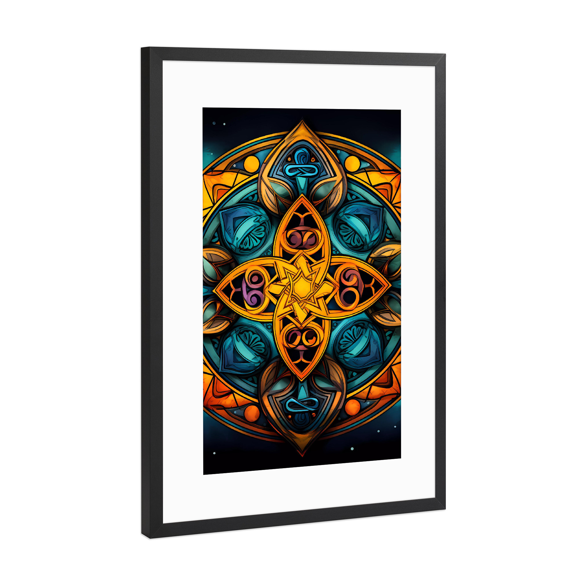 Poster mit Rahmen Schwarz (Metallic) "Mandala - Keltisch - Sigurd" artboxONE - Natur,Abstrakt