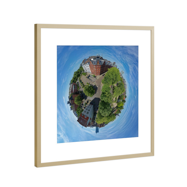 Poster mit Rahmen Gold "Enckeplatz in Hamburg - aus 20m" artboxONE - Städte,Städte / Hamburg,Reise,Architektur,Reise / Länder