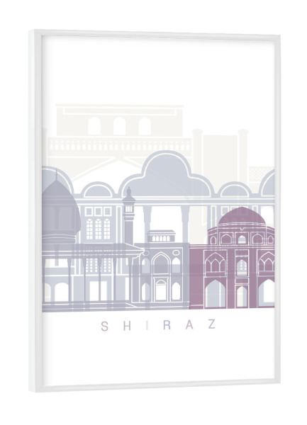 Poster mit weißem Rahmen "SHIRAZ SKYLINE PASTELL" artboxONE - Städte,Architektur