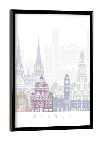 Poster mit schwarzem Rahmen "SYDNEY SKYLINE PASTELL-M" artboxONE - Städte,Architektur