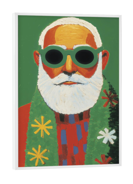 Poster mit weißem Rahmen "Holiday Santa" artboxONE - Abstrakt,Menschen,Lustig