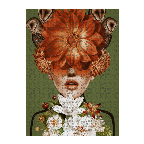 Puzzle Ravensburger "Frau und Eulen Collage" artboxONE - Floral,Tiere,Abstrakt