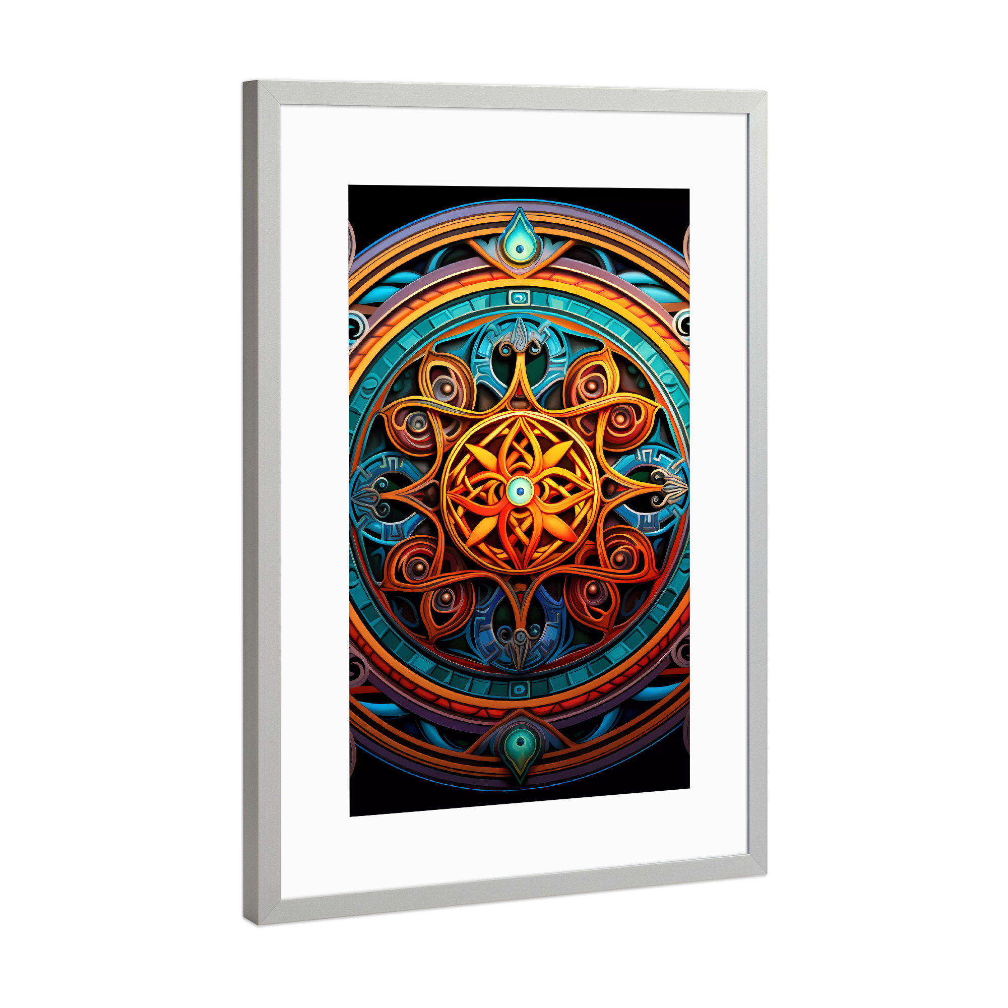 Poster mit Rahmen Silber "Mandala - Keltisch - Oisin" artboxONE - Natur,Abstrakt
