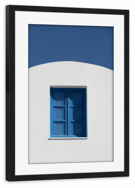 Poster mit Rahmen schwarz "Blaues Fenster" artboxONE - Reise,Architektur,Reise / Länder