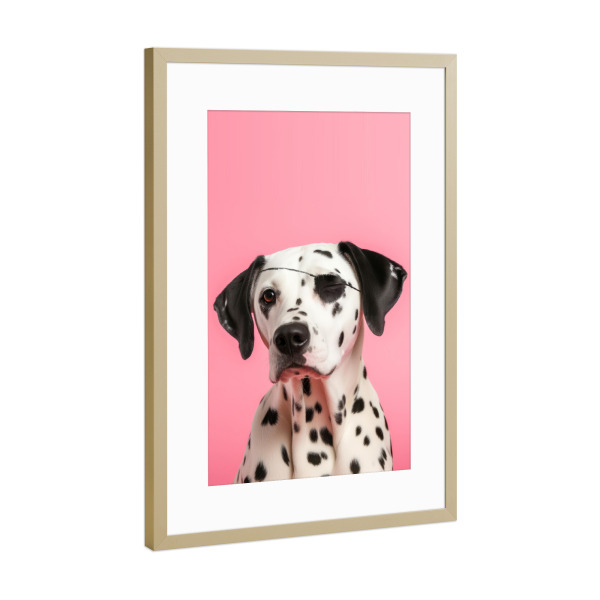 Poster mit Rahmen Gold "Dalmatinischer Pirat" artboxONE - Für Kinder,Tiere,Lustig