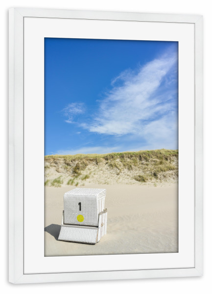 Poster mit Rahmen weiß "Sylt Strandkorb Nr. I" artboxONE - Natur,Reise,Reise / Strand und Meer