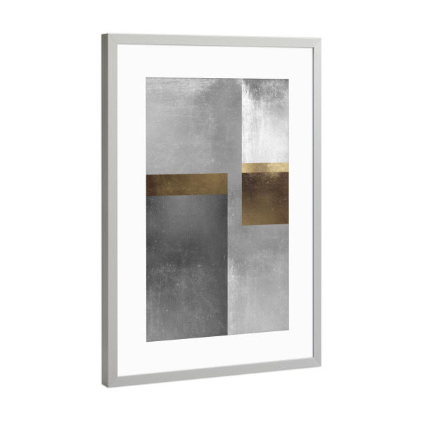 Poster mit Rahmen Silber "Metallic concept art D" artboxONE - Abstrakt,Geometrie