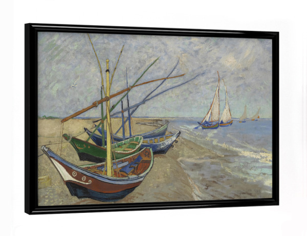Poster mit schwarzem Rahmen "Barken aux Saintes-Maries" artboxONE - Natur,Reise,Reise / Strand und Meer,Für Mama,Für Papa