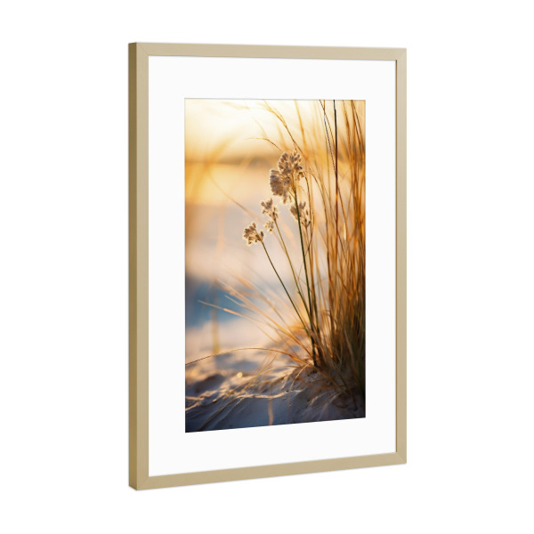 Poster mit Rahmen Gold "Beach Impression Golden Light" artboxONE - Natur,Floral,Für Mama